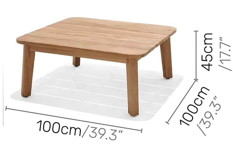 Barbados Sohvapöytä 100 cm - Puu/Luonnonväri - Puutarhakalusteet - Terassipöydät - Kahvilapöytä
