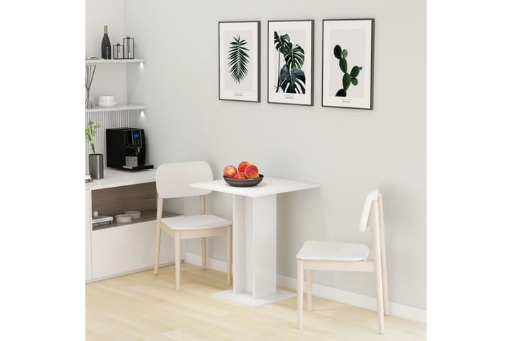 Bistropöytä korkeakiilto valkoinen 60x60x75 cm lastulevy - Kahvilapöytä