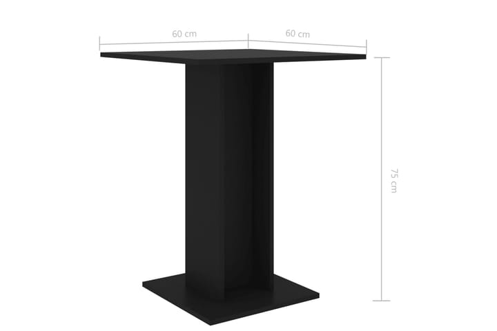 Bistropöytä musta 60x60x75 cm lastulevy - Kahvilapöytä