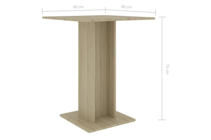 Bistropöytä Sonoma-tammi 60x60x75 cm lastulevy - Kahvilapöytä