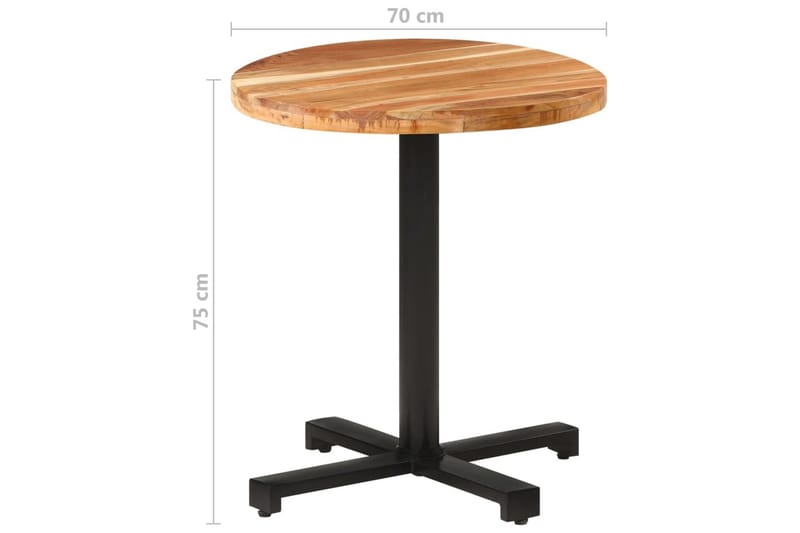 Bistropöytä pyöreä 70x75 cm täysi akaasiapuu - Ruskea - Puutarhakalusteet - Terassipöydät - Kahvilapöytä