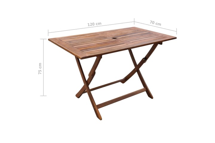 Kokoontaitettava puutarhapöytä 120x70x75 cm täysi akaasiapuu - Ruskea - Kahvilapöytä