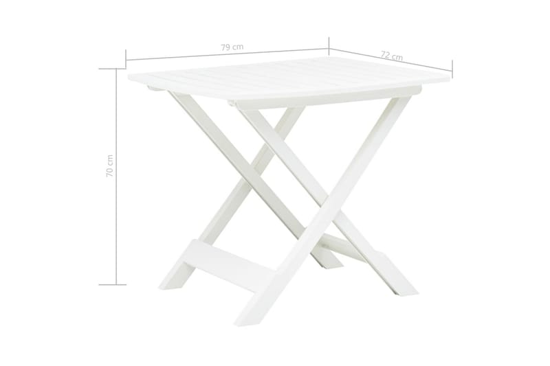 Kokoontaittuva puutarhapöytä valkoinen 79x72x70 cm muovi - Valkoinen - Puutarhakalusteet - Terassipöydät - Kahvilapöytä