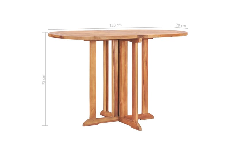 Kokoontaittuva perhosulkopöytä 120x70x75 cm tiikki - Ruskea - Puutarhakalusteet - Terassipöydät - Kahvilapöytä