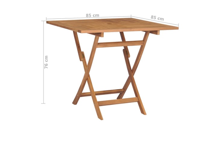 Kokoontaittuva puutarhapöytä 85x85x76 cm täysi tiikki - Ruskea - Kahvilapöytä