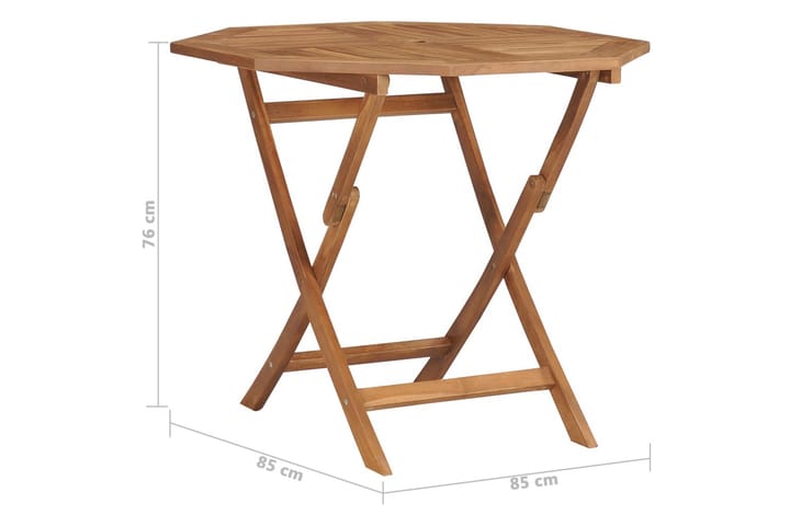 Kokoontaittuva puutarhapöytä 85x85x76 cm täysi tiikki - Ruskea - Kahvilapöytä