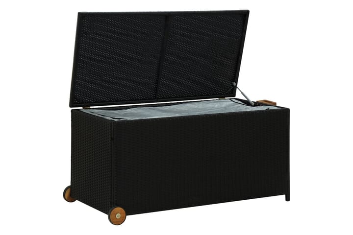 Puutarhan säilytyslaatikko musta 130x65x115 cm polyrottinki - Musta - Kahvilapöytä