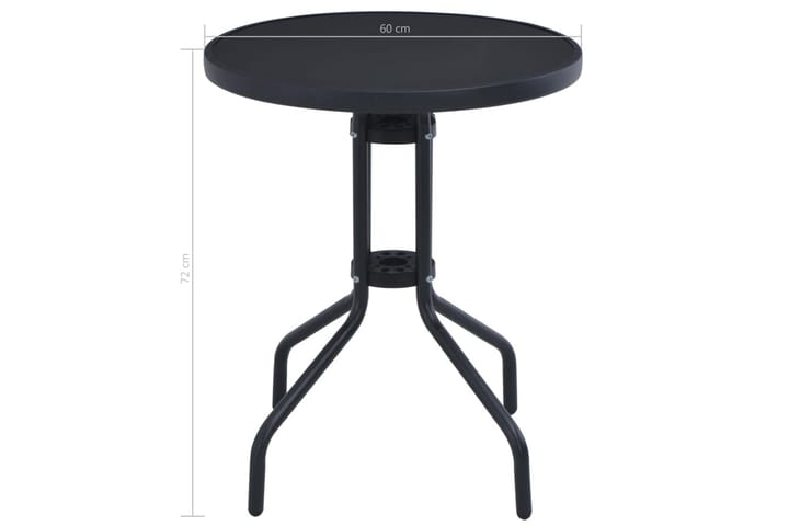 Puutarhapöytä musta 60 cm teräs ja lasi - Kahvilapöytä