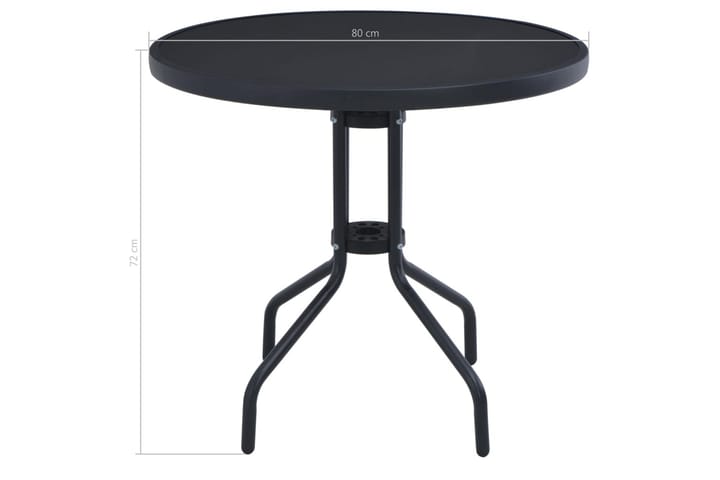 Puutarhapöytä musta 80 cm teräs ja lasi - Kahvilapöytä