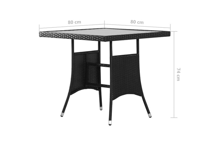 Puutarhapöytä musta 80 x 80 x 74 cm polyrottinki - Musta - Kahvilapöytä