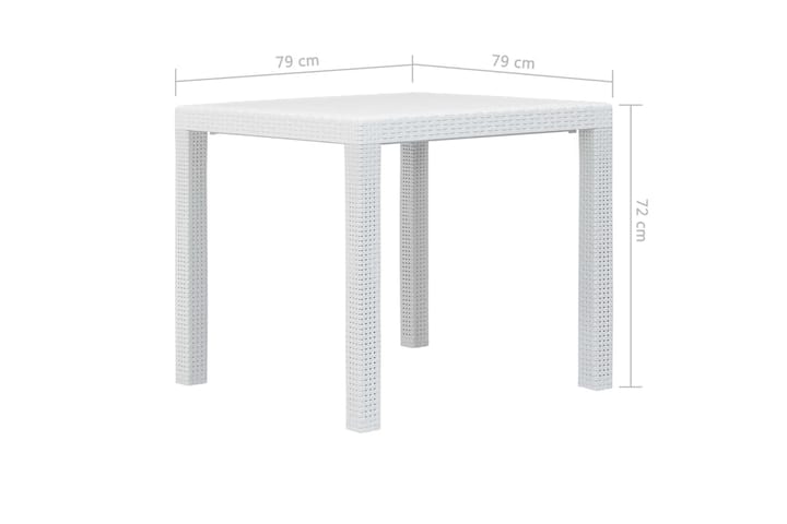 Puutarhapöytä rottinkityylinen muovi 79x79x72 cm valkoinen - Valkoinen - Kahvilapöytä