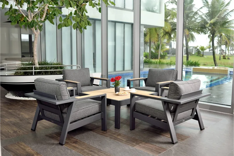 Sohvapöytä Palau 63 cm - Puu/Harmaa - Puutarhakalusteet - Terassipöydät - Kahvilapöytä