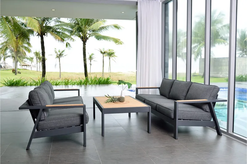 Sohvapöytä Palau 143 cm - Puu/Harmaa - Puutarhakalusteet - Terassipöydät - Kahvilapöytä