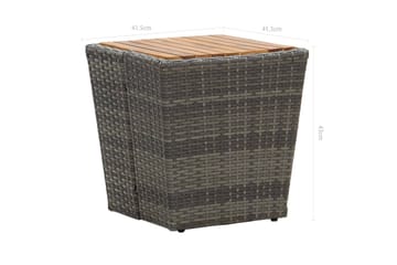 Teepöytä 41,5x41,5x43cm polyrottinki ja täysi akaasiapuu - Harmaa - Puutarhakalusteet - Terassipöydät - Kahvilapöytä