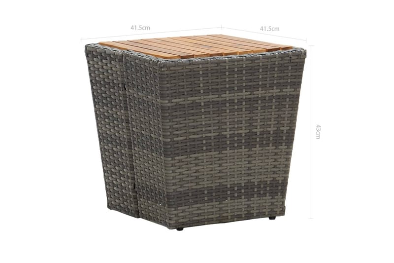 Teepöytä 41,5x41,5x43cm polyrottinki ja täysi akaasiapuu - Harmaa - Puutarhakalusteet - Terassipöydät - Kahvilapöytä