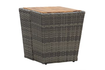 Teepöytä 41,5x41,5x43cm polyrottinki ja täysi akaasiapuu - Harmaa - Puutarhakalusteet - Terassipöydät - Kahvilapöytä