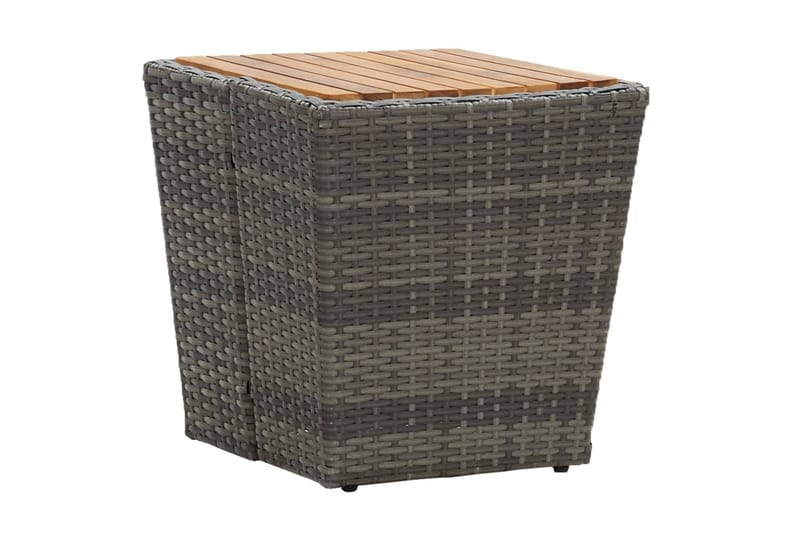 Teepöytä 41,5x41,5x43cm polyrottinki ja täysi akaasiapuu - Harmaa - Puutarhakalusteet - Terassipöydät - Kahvilapöytä