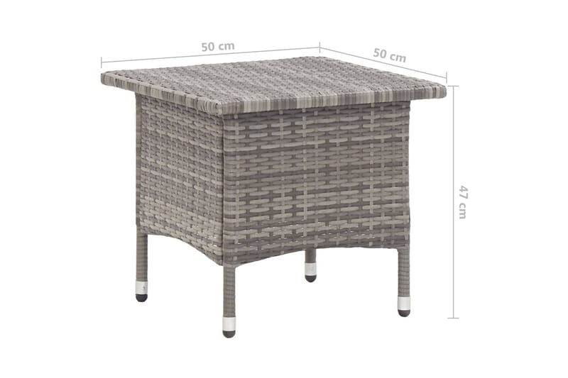 Teepöytä 50x50x47 cm polyrottinki harmaa - Harmaa - Puutarhakalusteet - Terassipöydät - Kahvilapöytä