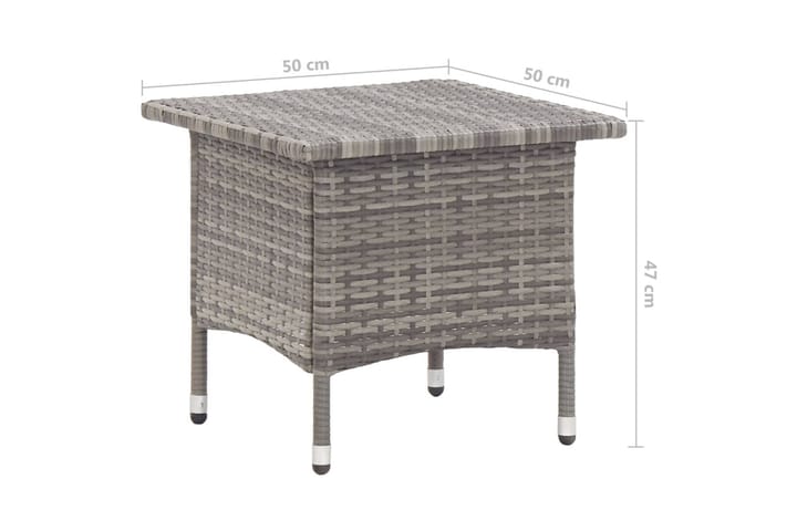 Teepöytä 50x50x47 cm polyrottinki harmaa - Harmaa - Kahvilapöytä