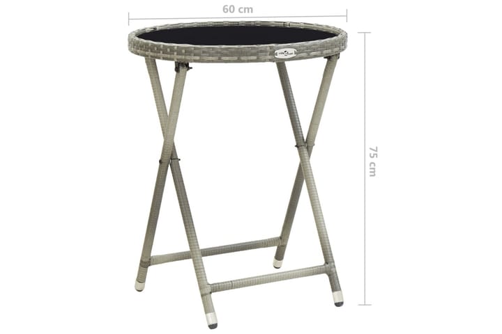 Teepöytä harmaa 60 cm polyrottinki ja karkaistu lasi - Harmaa - Kahvilapöytä