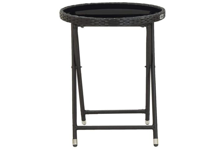 Teepöytä musta 60 cm polyrottinki ja karkaistu lasi - Musta - Kahvilapöytä
