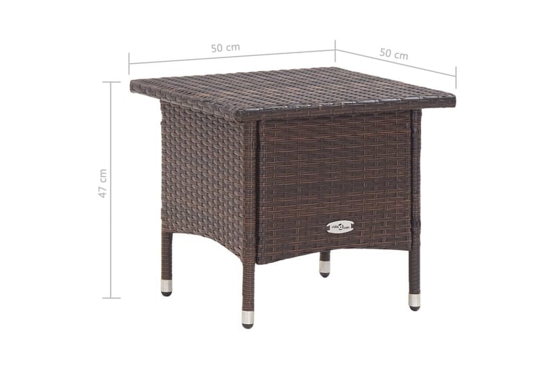 Teepöytä ruskea 50x50x47 cm polyrottinki - Ruskea - Puutarhakalusteet - Terassipöydät - Kahvilapöytä