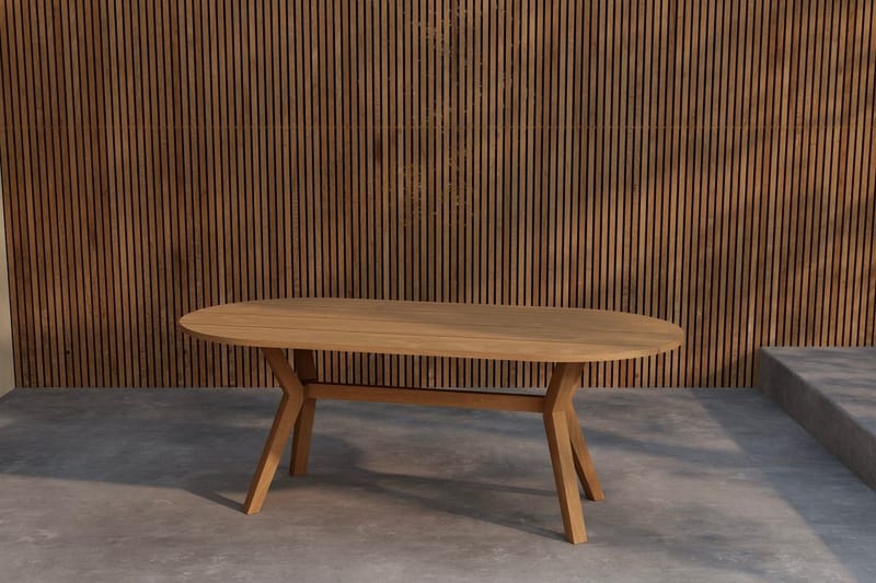 Kenya soikea ruokapöytä 200 cm ulkokäyttöön, Luonnonväri