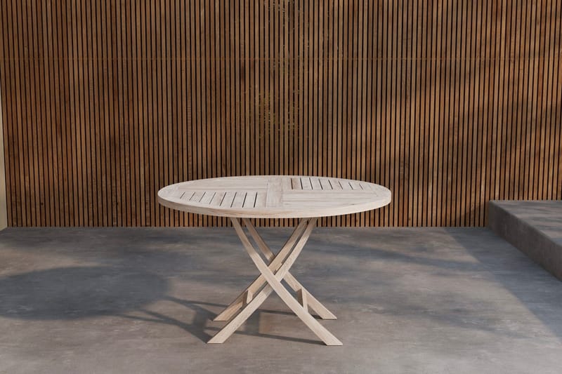 Kenya pyöreä ruokapöytä 120 cm ulkokäyttöön, Valkokalkittu