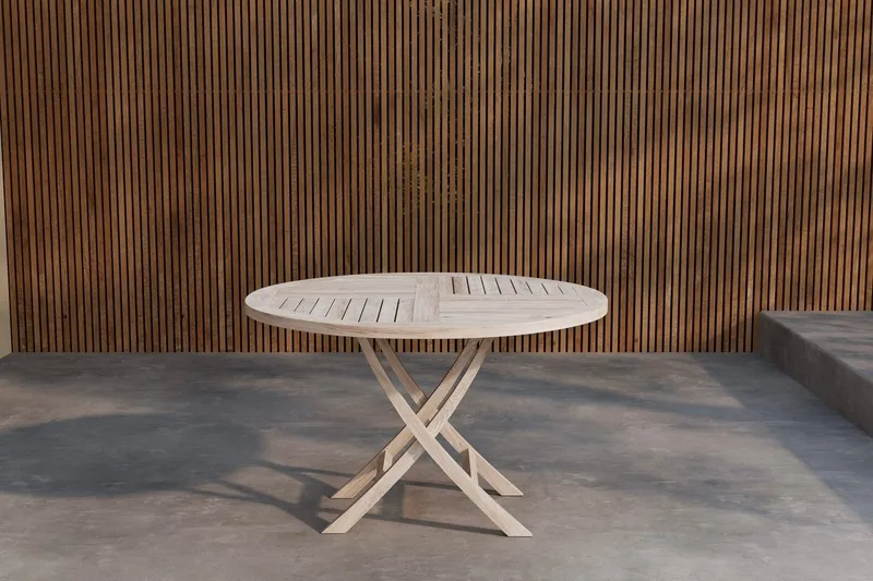 Kenya pyöreä ruokapöytä 120 cm ulkokäyttöön, Valkokalkittu