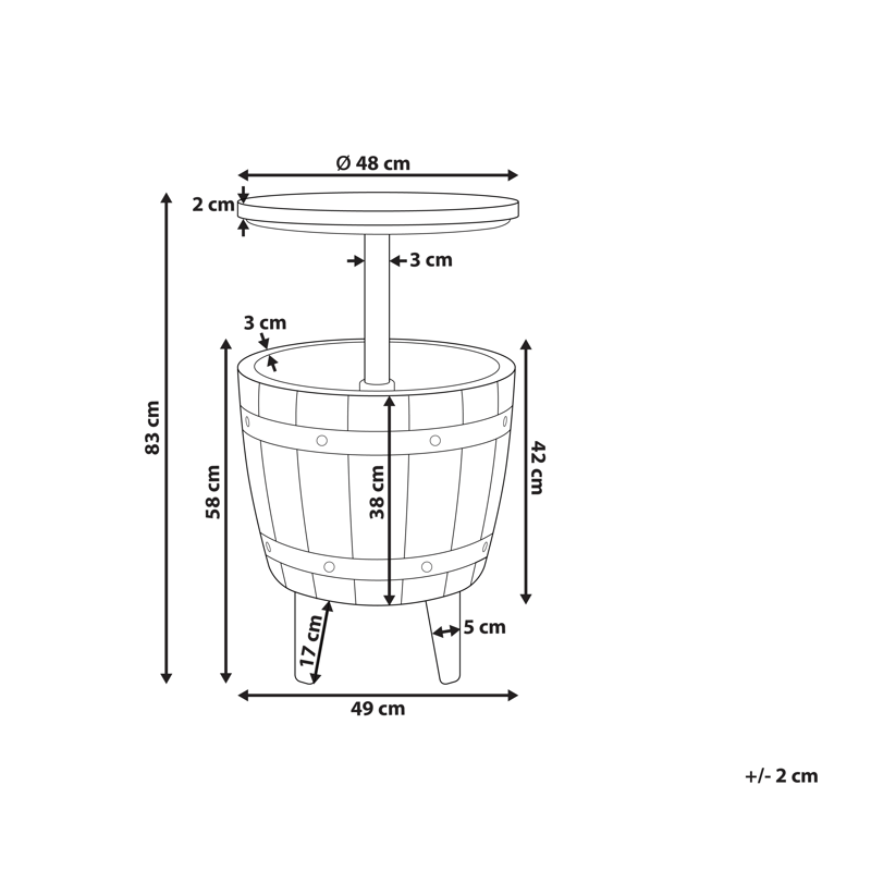 Kylmäkaappi/baaripöytä ulos Silg 49 cm - beige/harmaa/valkoinen - Puutarhakalusteet - Terassipöydät - Baaripöytä ulos