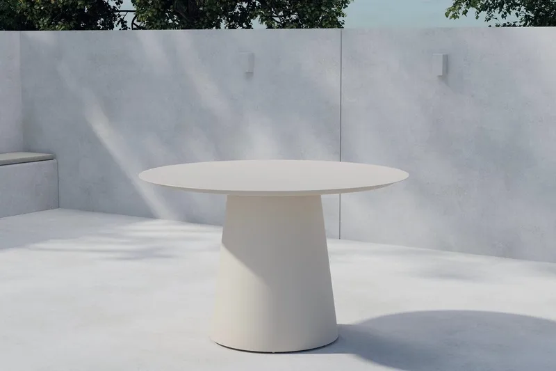 Lanzo pyöreä ruokapöytä 120 cm ulkokäyttöön, Beige