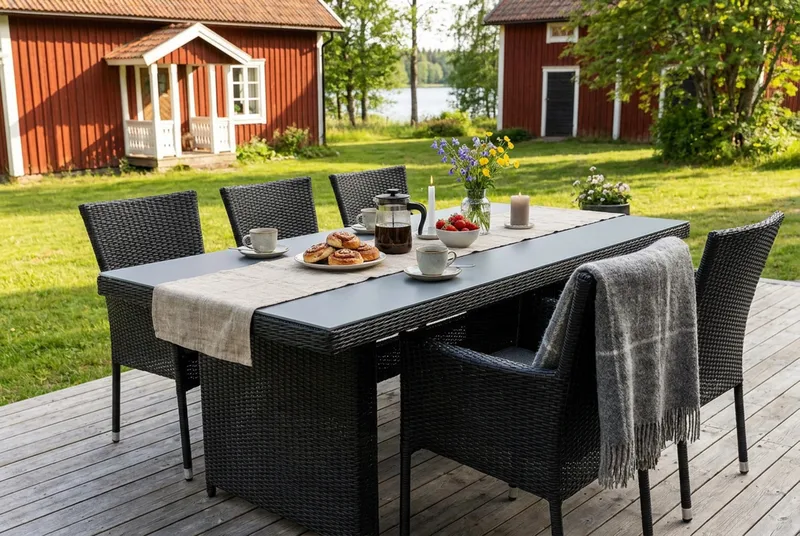 Marcus-ulkokäyttöön tarkoitettu ruokapöytä 160x90 cm - Musta - Puutarhakalusteet - Terassipöydät - Ruokapöytä terassille