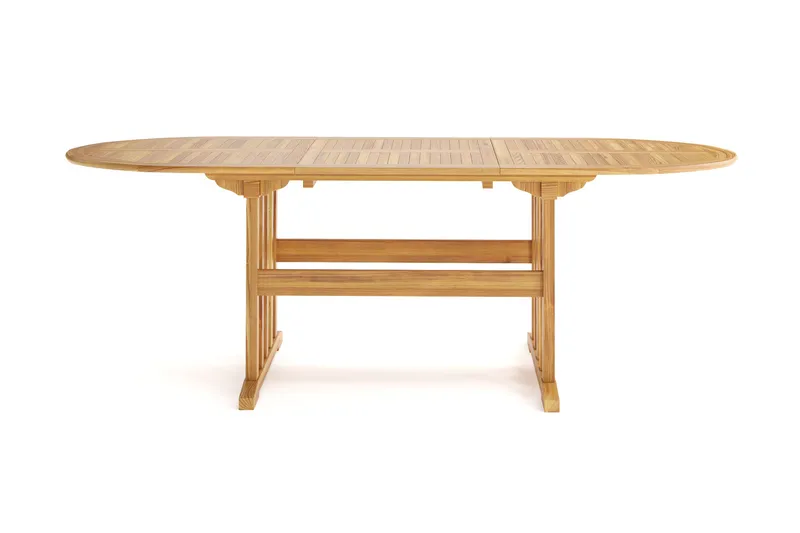 Menorca ovaali jatkettava ulkoruokapöytä puuta 90x150 cm - Tiikki / luonnonväri - Puutarhakalusteet - Terassipöydät - Ruokapöytä terassille