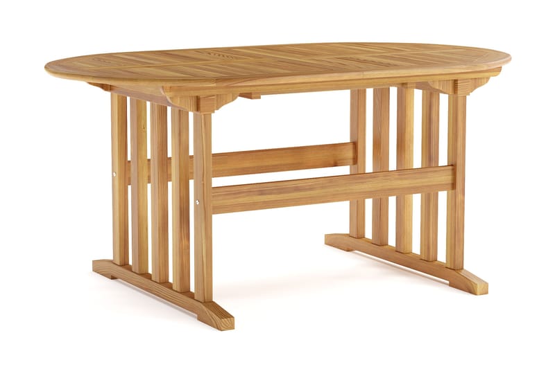 Menorca soikea jatkettava puinen ulkopöytä 90x150 cm, Tiikki / Luonnonväri