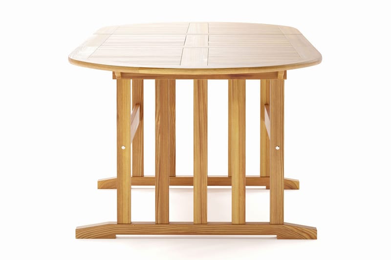 Menorca soikea jatkettava puinen ulkopöytä 90x150 cm - Tiikki / Luonnonväri - Puutarhakalusteet - Terassipöydät - Ruokapöytä terassille