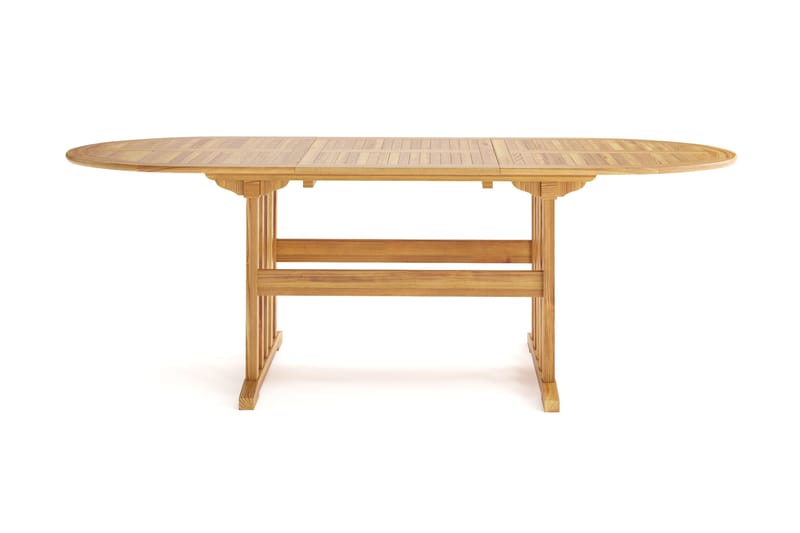 Menorca soikea jatkettava puinen ulkopöytä 90x150 cm - Tiikki / Luonnonväri - Puutarhakalusteet - Terassipöydät - Ruokapöytä terassille