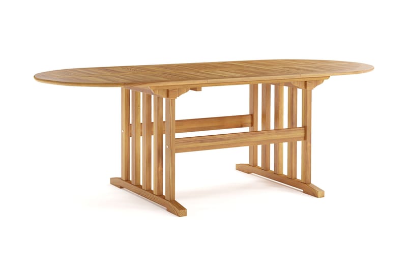Menorca soikea jatkettava puinen ulkopöytä 90x150 cm - Tiikki / Luonnonväri - Puutarhakalusteet - Terassipöydät - Ruokapöytä terassille