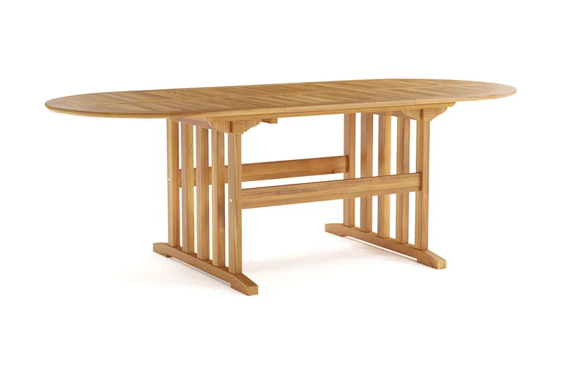 Menorca soikea jatkettava puinen ulkopöytä 90x150 cm - Tiikki / Luonnonväri - Puutarhakalusteet - Terassipöydät - Ruokapöytä terassille