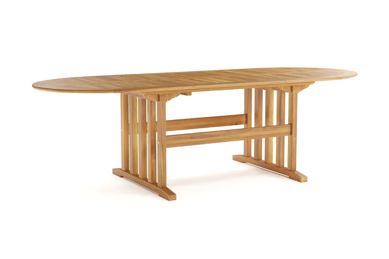 Menorca suuri ovaali jatkettava ulkoruokapöytä puuta 100x180 cm - Tiikki / luonnonväri - Puutarhakalusteet - Terassipöydät - Ruokapöytä terassille
