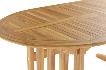Menorca suuri ovaali jatkettava ulkoruokapöytä puuta 100x180 cm - Tiikki / luonnonväri - Puutarhakalusteet - Terassipöydät - Ruokapöytä terassille
