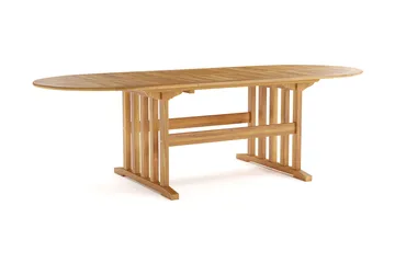 Menorca suuri ovaali jatkettava ulkoruokapöytä puuta 100x180 cm - Tiikki / luonnonväri - Puutarhakalusteet - Terassipöydät - Ruokapöytä terassille