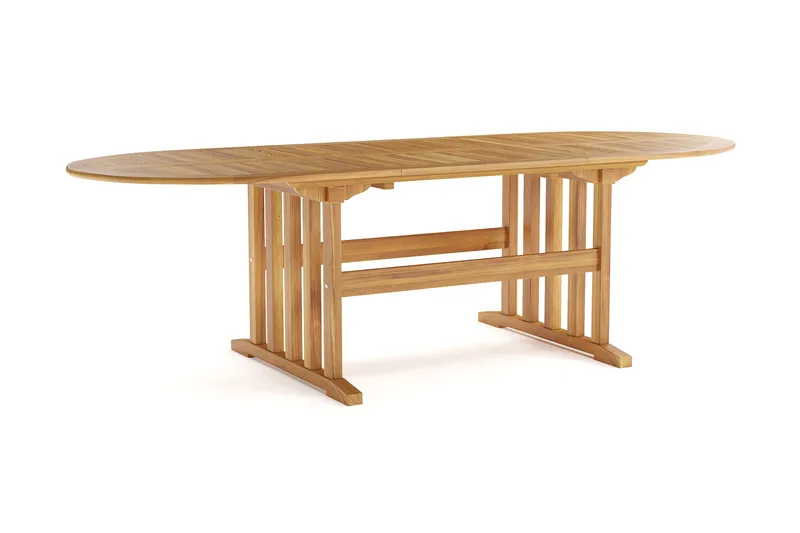 Menorca suuri ovaali jatkettava ulkoruokapöytä puuta 100x180 cm - Tiikki / luonnonväri - Puutarhakalusteet - Terassipöydät - Ruokapöytä terassille