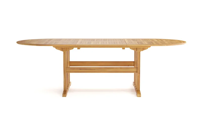 Menorca suuri ovaali jatkettava ulkoruokapöytä puuta 100x180 cm - Tiikki / luonnonväri - Puutarhakalusteet - Terassipöydät - Ruokapöytä terassille