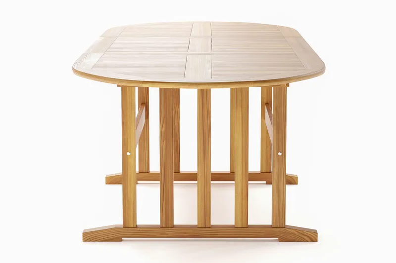 Menorca suuri ovaali jatkettava ulkoruokapöytä puuta 100x180 cm - Tiikki / luonnonväri - Puutarhakalusteet - Terassipöydät - Ruokapöytä terassille