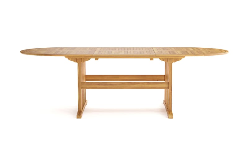 Menorca suuri soikea jatkettava puinen ulkopöytä 100x180 cm - Tiikki / Luonnonväri - Puutarhakalusteet - Terassipöydät - Ruokapöytä terassille