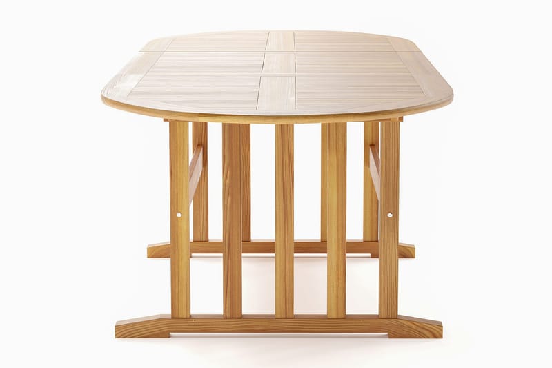 Menorca suuri soikea jatkettava puinen ulkopöytä 100x180 cm - Tiikki / Luonnonväri - Puutarhakalusteet - Terassipöydät - Ruokapöytä terassille