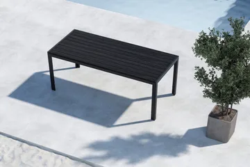 Mirko Ruokapöytä Ulkokäyttöön 90x205 cm - Musta - Puutarhakalusteet - Terassipöydät - Ruokapöytä terassille