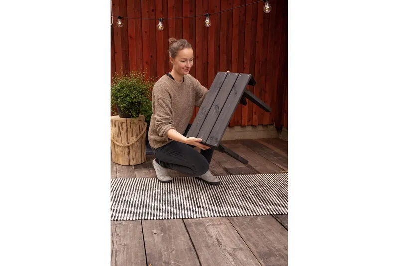 Pöytä EcoFurn Granny Mänty Öljytty Harmaa - Harmaa - Puutarhakalusteet - Terassipöydät - Sivupöydät ulos