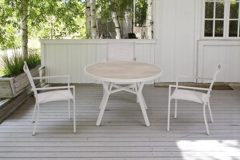 Palermo Ulkopöytä Pyöreä Ø110 cm - Harmaa/Beige - Puutarhakalusteet - Terassipöydät - Ruokapöytä terassille