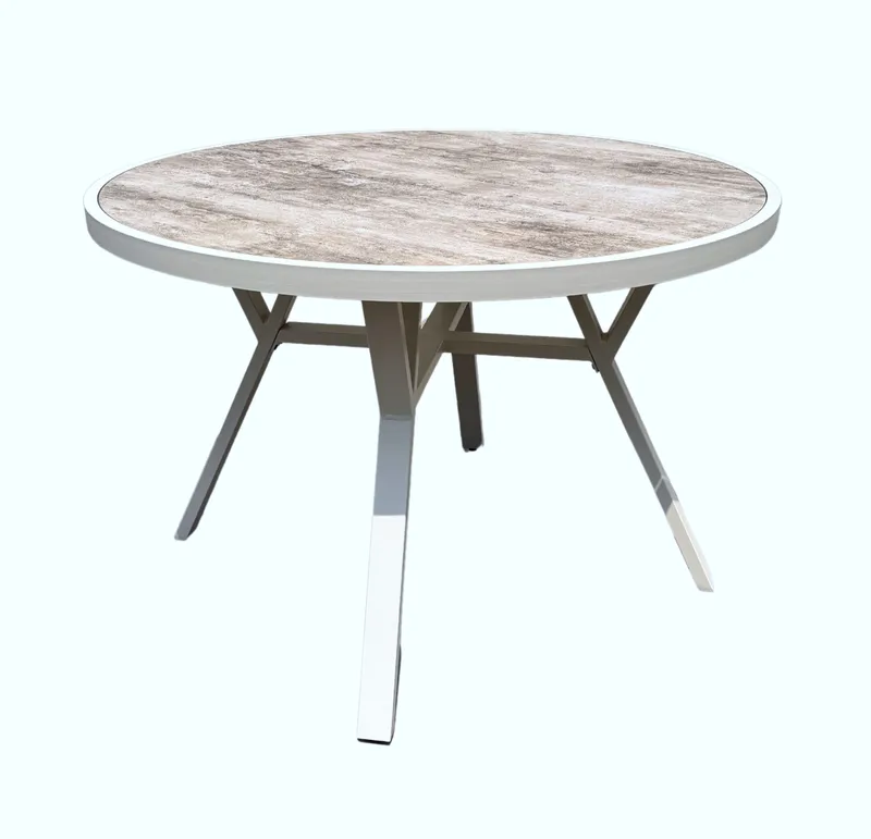 Palermo Ulkopöytä Pyöreä Ø110 cm - Harmaa/Beige - Puutarhakalusteet - Terassipöydät - Ruokapöytä terassille